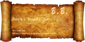 Berki Bogáta névjegykártya